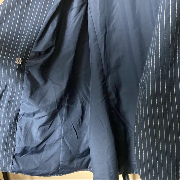 Lane Bryant NWT Linen Blend Dark Blue Striped Blazer women's size 24 - Picture 9 of 11